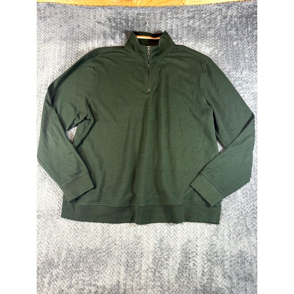 Ted Baker London Sweater Mens 7 Green Mock Neck Quarter Zip Pullover Streetwear